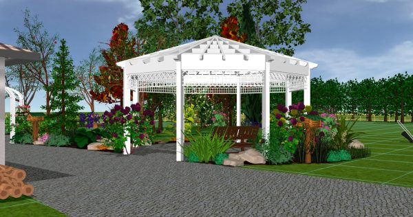 PERGOLA VIRÁGÁGYÁSSAL KERTTERV